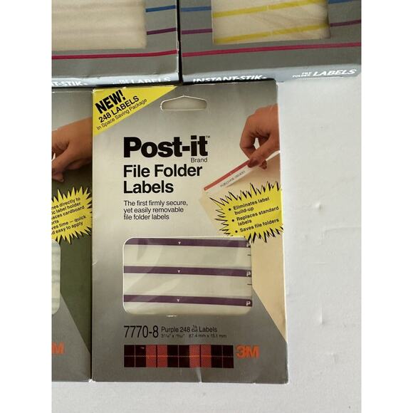 lot of 5 packs file folder labels (2x 3m post it hanging and 3x instant sticks ) - Picture 3 of 7
